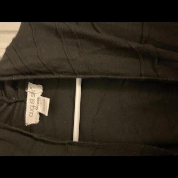 August Silk Options Textured Black Long Open Cardigan Size Large - Picture 5 of 7